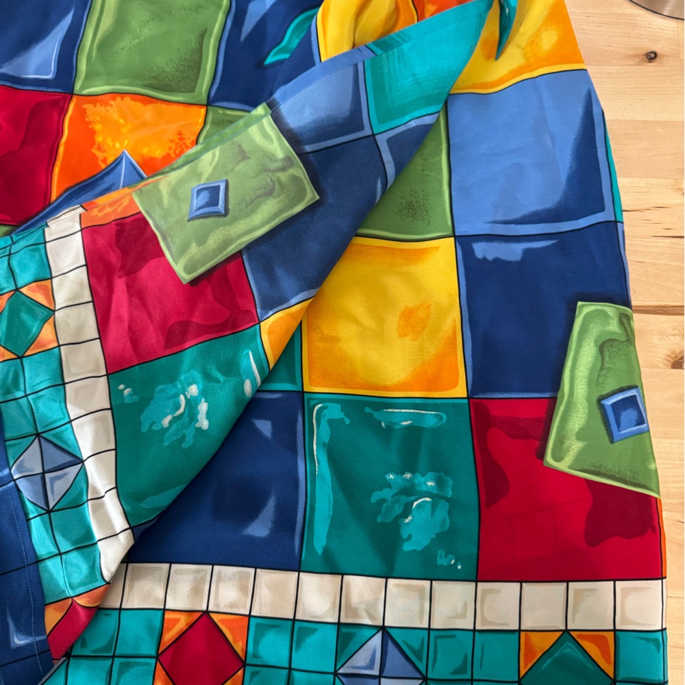 Vintage Linda Allard Ellen Tracy 100% Silk Wrap Skirt Size S Colorful READ - Picture 5 of 11